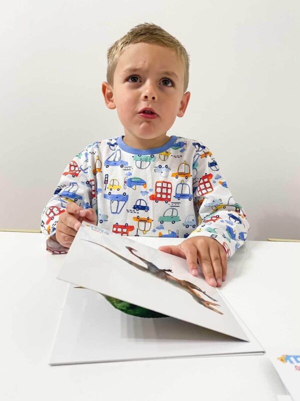 Child learning with Teddo Play Dinosaur Cards
