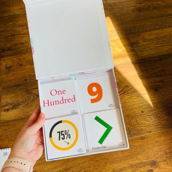 Customer holding the Maths set