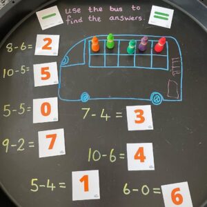 Maths tuff tray set up