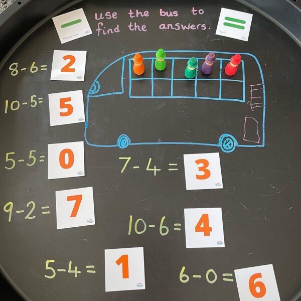 Maths tuff tray set up